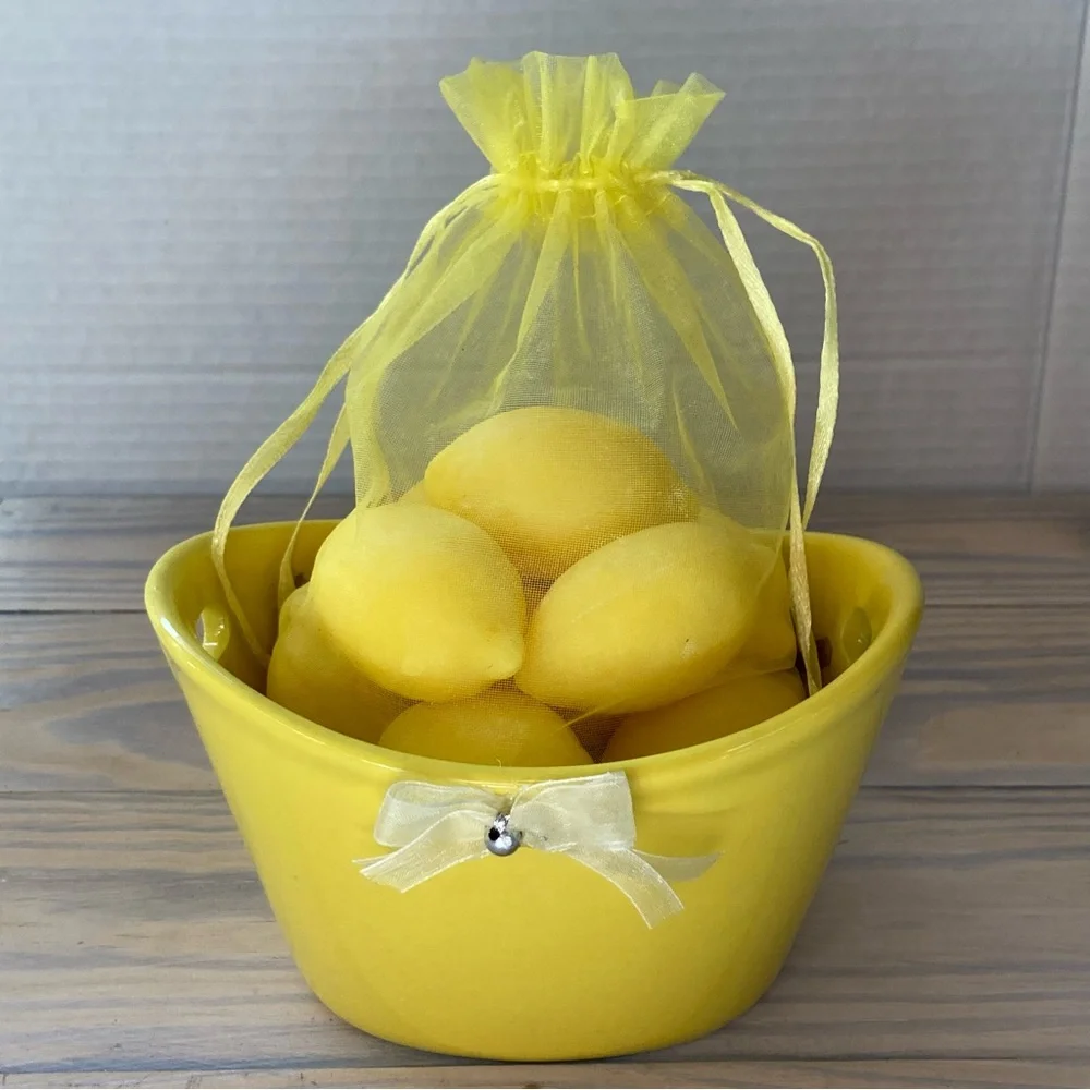 BOWL of LEMON Soaps for Bathroom or Kitchen Sink  GIFT SET